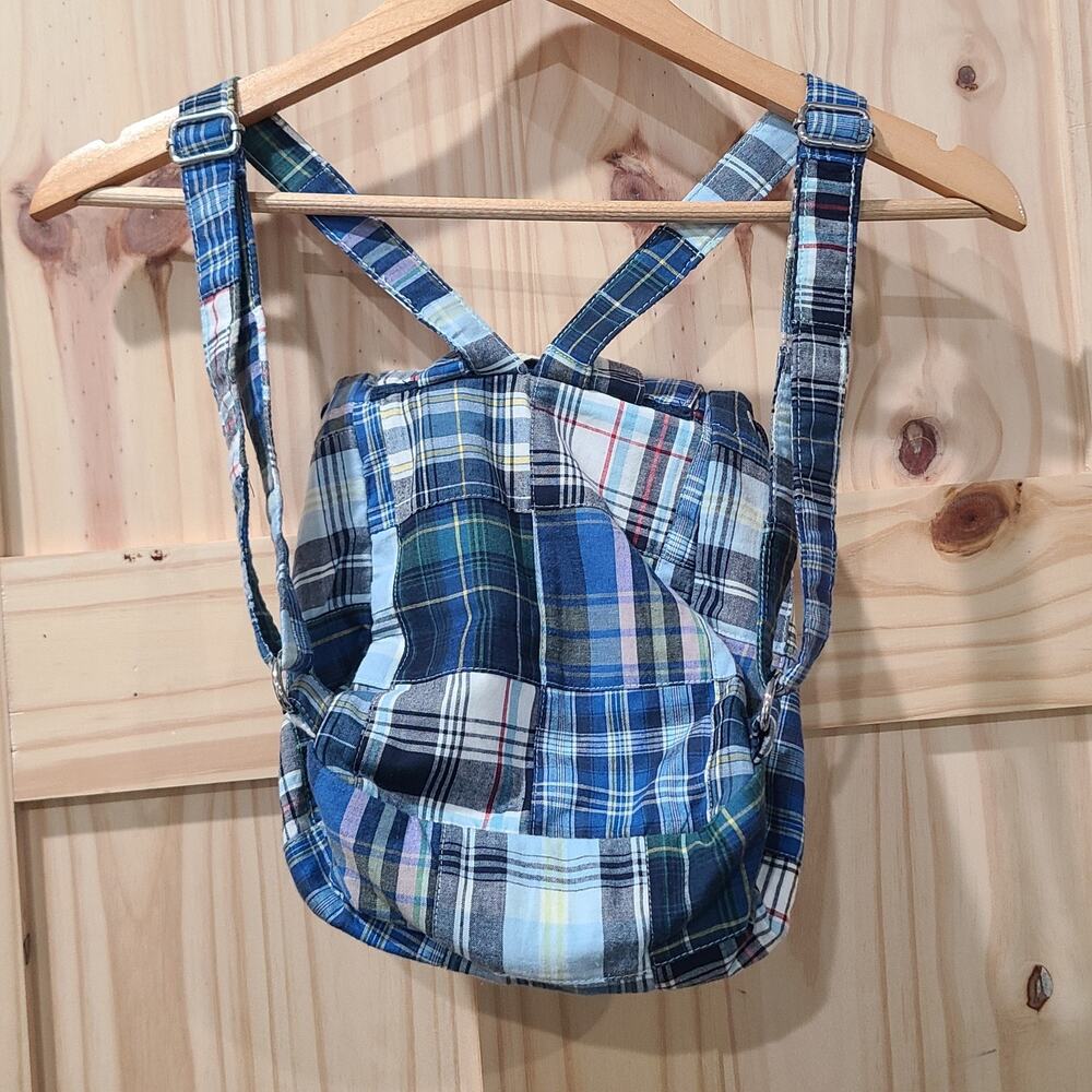 Thomas Bates Blue Patchwork Plaid Mini Backpack P… - image 3